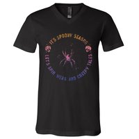 Spooky Season Spin Webs Creepy Tales Halloween Spider Lover V-Neck T-Shirt