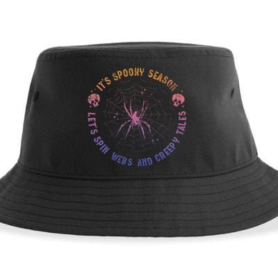 Spooky Season Spin Webs Creepy Tales Halloween Spider Lover Sustainable Bucket Hat