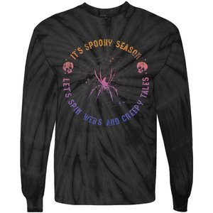 Spooky Season Spin Webs Creepy Tales Halloween Spider Lover Tie-Dye Long Sleeve Shirt