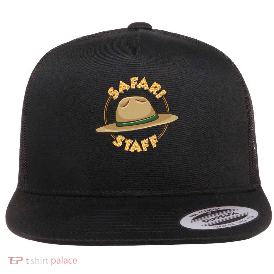 Safari Staff Safari Birthday Zoo Birthday Flat Bill Trucker Hat