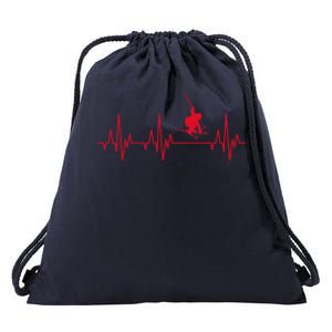 Skiing Skiing Skiing Skiers Winter Sports Heartbeat Gift Drawstring Bag