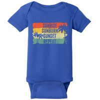 Sunrise Sunburn Sunset Repeat Summer Vacation Beach Outfit Gift Baby Bodysuit