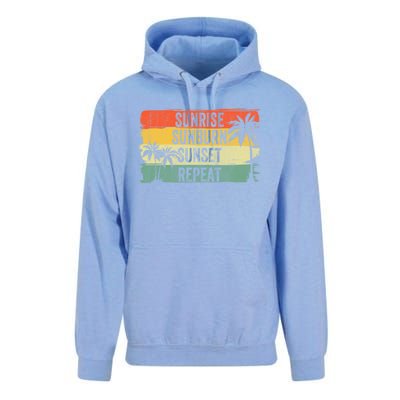 Sunrise Sunburn Sunset Repeat Summer Vacation Beach Outfit Gift Unisex Surf Hoodie