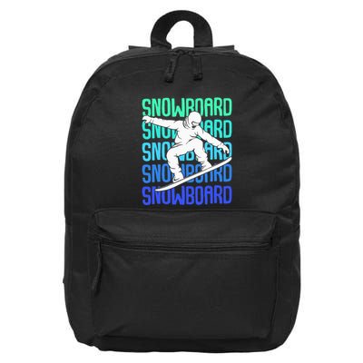 Snowboard Snowboarder Snowboarding 16 in Basic Backpack