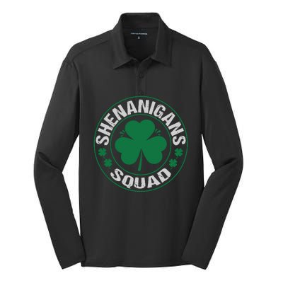 Shenanigans Squad St Patricks Day Matching Family Team Silk Touch Performance Long Sleeve Polo