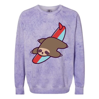 Surfing Sloth Colorblast Crewneck Sweatshirt