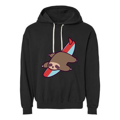 Surfing Sloth Garment-Dyed Fleece Hoodie