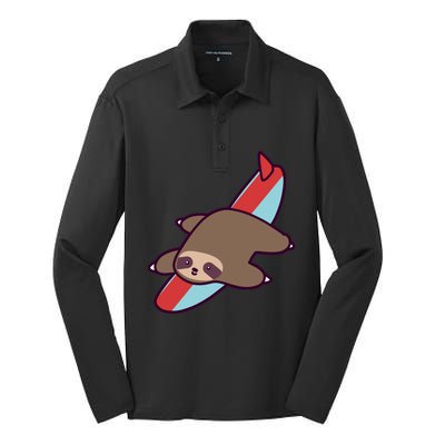 Surfing Sloth Silk Touch Performance Long Sleeve Polo