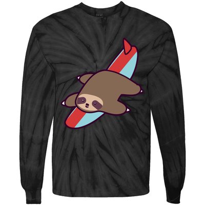 Surfing Sloth Tie-Dye Long Sleeve Shirt