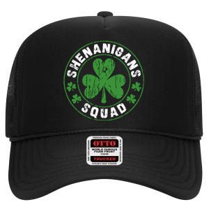 Shenanigans Squad Shamrocks Irish Funny St Patricks Day High Crown Mesh Back Trucker Hat