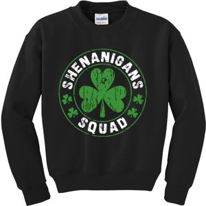 Shenanigans Squad Shamrocks Irish Funny St Patricks Day Kids Sweatshirt