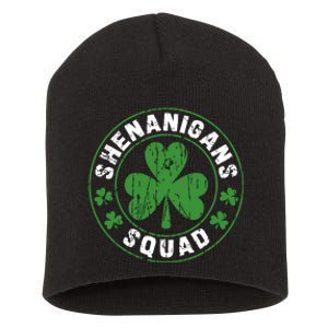 Shenanigans Squad Shamrocks Irish Funny St Patricks Day Short Acrylic Beanie