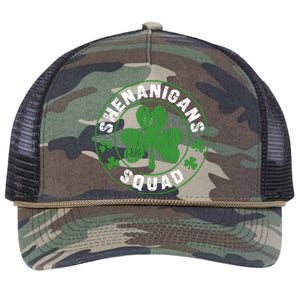 Shenanigans Squad Shamrocks Irish Funny St Patricks Day Retro Rope Trucker Hat Cap