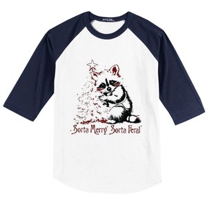 Sorta Santa Sorta Feral Christmas Feral Girl Baseball Sleeve Shirt