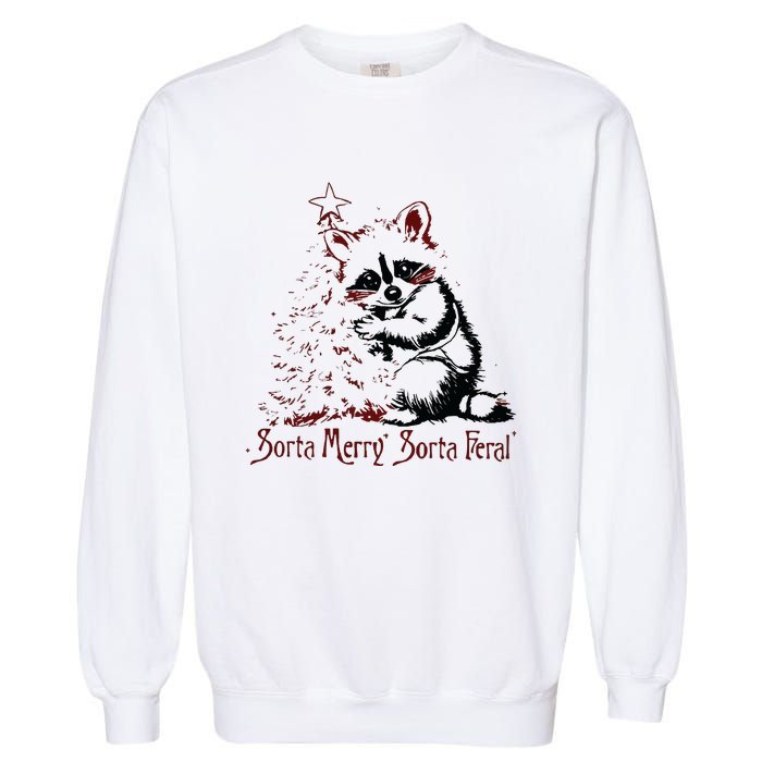 Sorta Santa Sorta Feral Christmas Feral Girl Garment-Dyed Sweatshirt