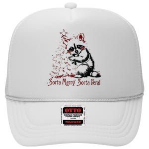 Sorta Santa Sorta Feral Christmas Feral Girl High Crown Mesh Back Trucker Hat