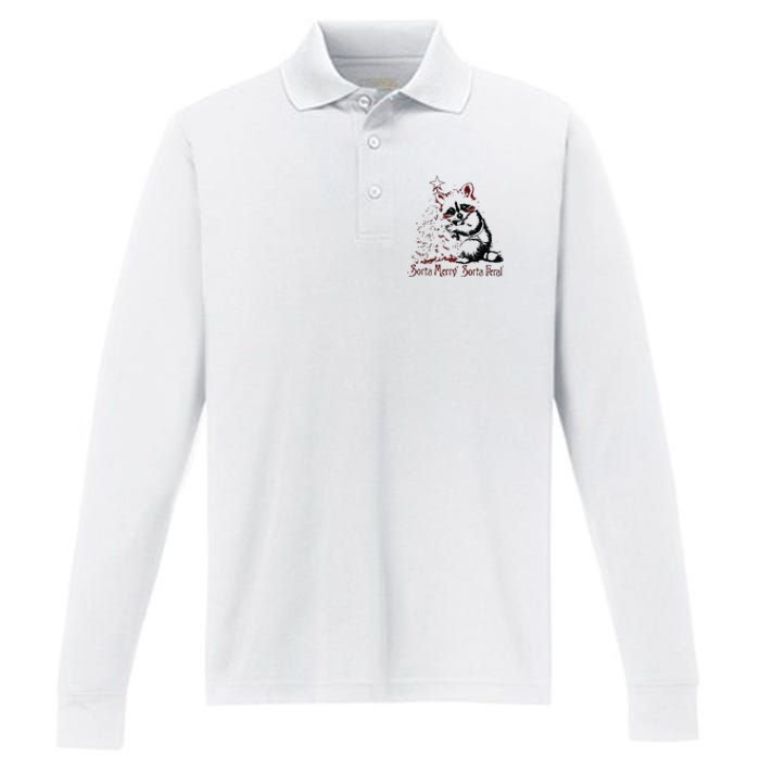 Sorta Santa Sorta Feral Christmas Feral Girl Performance Long Sleeve Polo