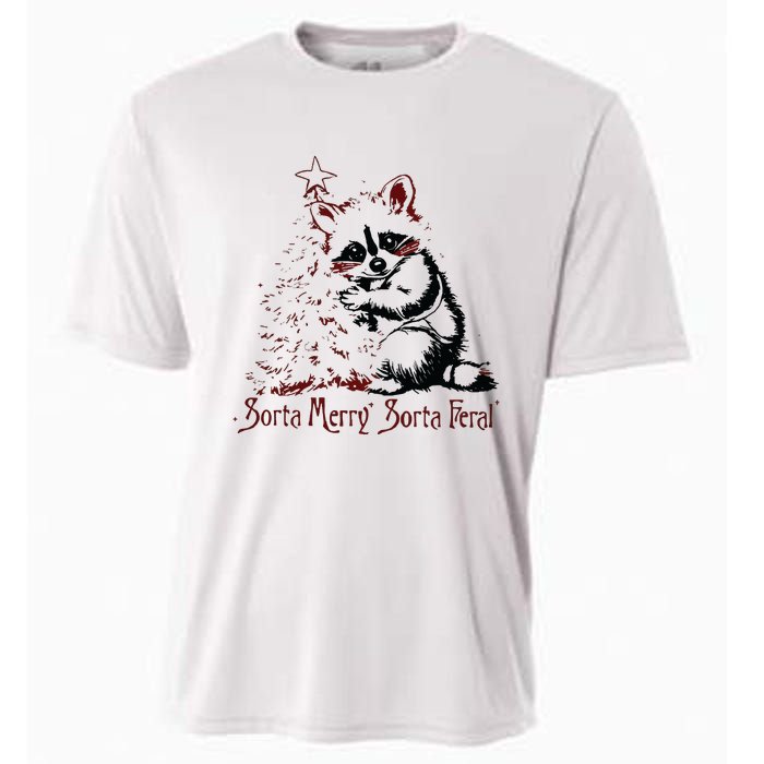 Sorta Santa Sorta Feral Christmas Feral Girl Cooling Performance Crew T-Shirt