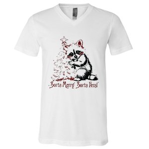 Sorta Santa Sorta Feral Christmas Feral Girl V-Neck T-Shirt