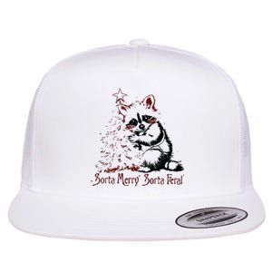 Sorta Santa Sorta Feral Christmas Feral Girl Flat Bill Trucker Hat