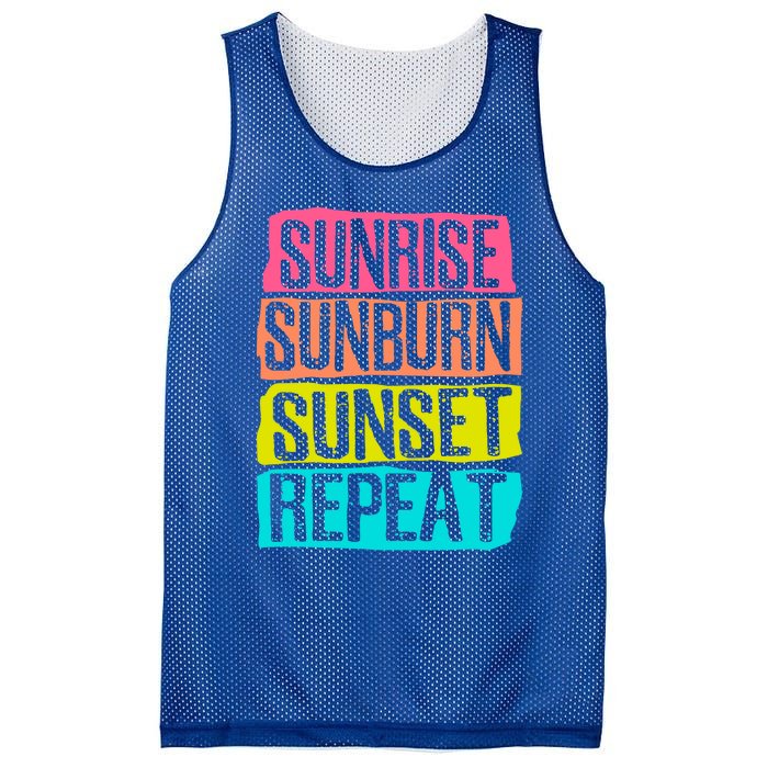 Sunrise Sunburn Sunset Repeat Summer Vacation Tourist Sun Gift Mesh Reversible Basketball Jersey Tank