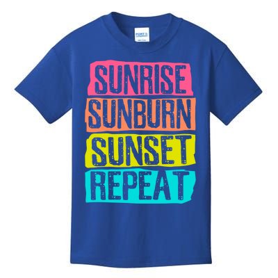 Sunrise Sunburn Sunset Repeat Summer Vacation Tourist Sun Gift Kids T-Shirt