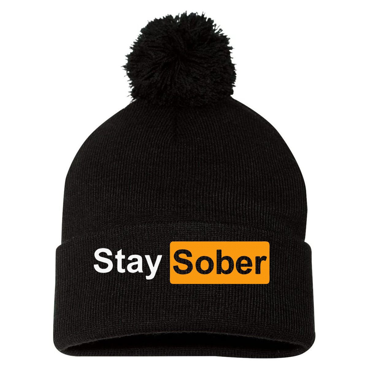 Stay Sober Pom Pom 12in Knit Beanie