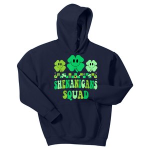 Shenanigans Squad St Patricks Day Shamrock Groovy Retro Kids Hoodie