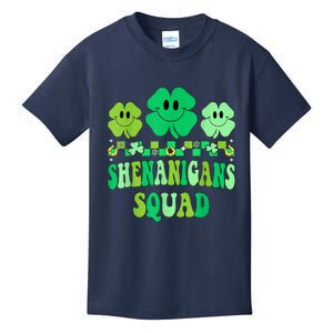 Shenanigans Squad St Patricks Day Shamrock Groovy Retro Kids T-Shirt