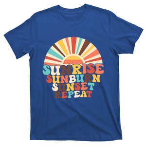 Sunrise Sunburn Sunset Repeat Summer Vibes Retro Beach Funny Gift T-Shirt