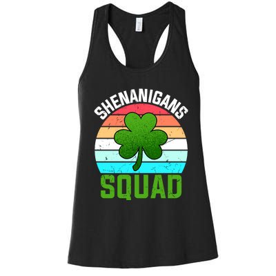 Shenanigans Squad Shamrocks Funny St Patricks Day Women's Racerback Tank