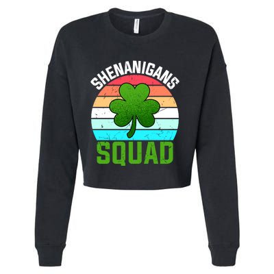 Shenanigans Squad Shamrocks Funny St Patricks Day Cropped Pullover Crew