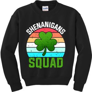 Shenanigans Squad Shamrocks Funny St Patricks Day Kids Sweatshirt