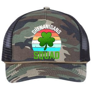 Shenanigans Squad Shamrocks Funny St Patricks Day Retro Rope Trucker Hat Cap