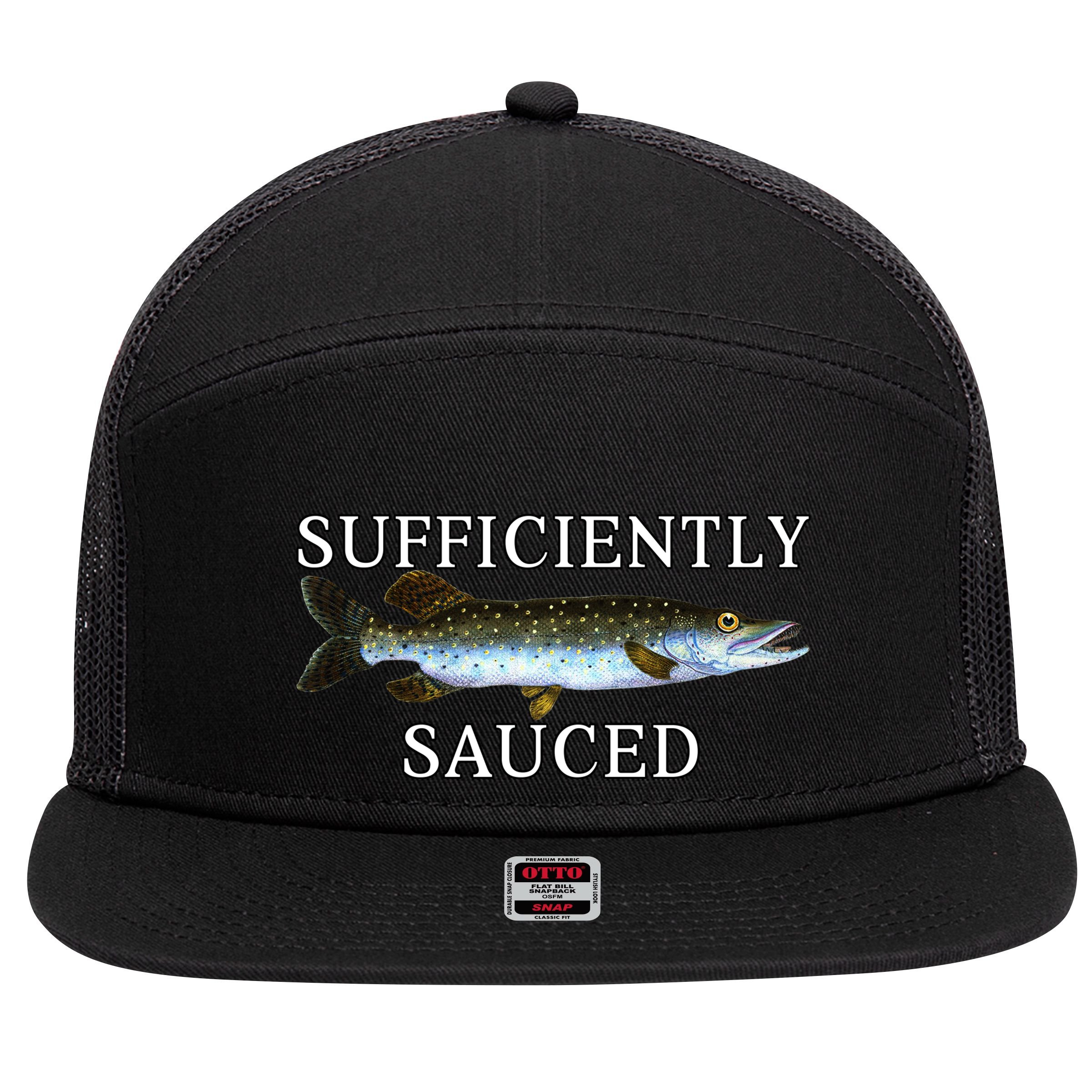 Sufficiently Sauced 7 Panel Mesh Trucker Snapback Hat