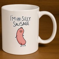 Silly Sausage 11oz C Handle Ceramic Mug