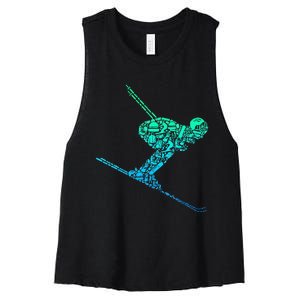 Skiing Skiers Skiing Women's Racerback Cropped Tank