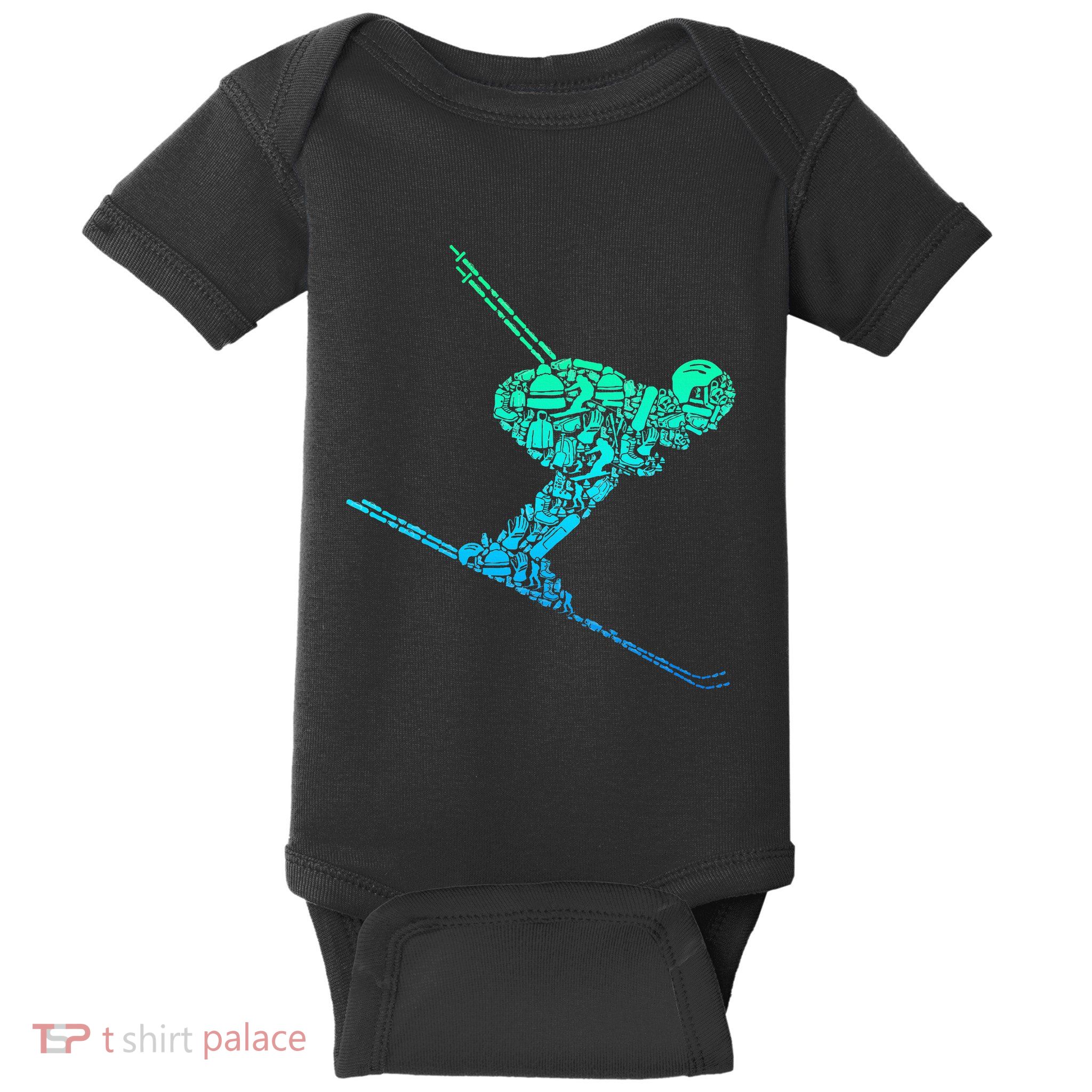 Skiing Skiers Skiing Baby Bodysuit