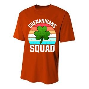 Shenanigans Squad Shamrocks Funny St Patricks Day Performance Sprint T-Shirt