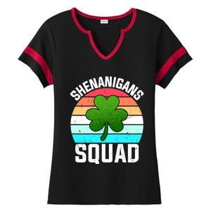 Shenanigans Squad Shamrocks Funny St Patricks Day Ladies Halftime Notch Neck Tee