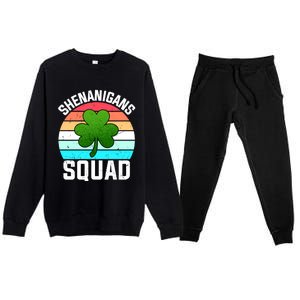 Shenanigans Squad Shamrocks Funny St Patricks Day Premium Crewneck Sweatsuit Set