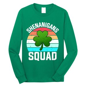 Shenanigans Squad Shamrocks Funny St Patricks Day Long Sleeve Shirt