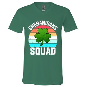 Shenanigans Squad Shamrocks Funny St Patricks Day V-Neck T-Shirt