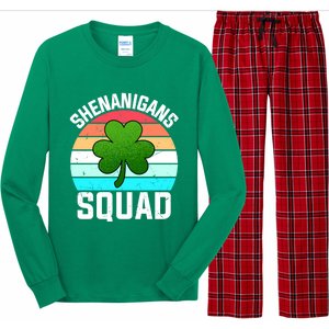 Shenanigans Squad Shamrocks Funny St Patricks Day Long Sleeve Pajama Set