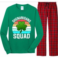 Shenanigans Squad Shamrocks Funny St Patricks Day Long Sleeve Pajama Set