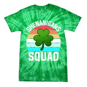 Shenanigans Squad Shamrocks Funny St Patricks Day Tie-Dye T-Shirt