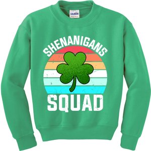 Shenanigans Squad Shamrocks Funny St Patricks Day Kids Sweatshirt