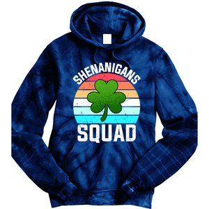 Shenanigans Squad Shamrocks Funny St Patricks Day Tie Dye Hoodie