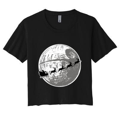 Santas Sleigh Space Star Planet Crop Top