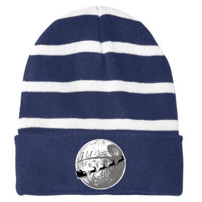 Santas Sleigh Space Star Planet Striped Beanie with Solid Band